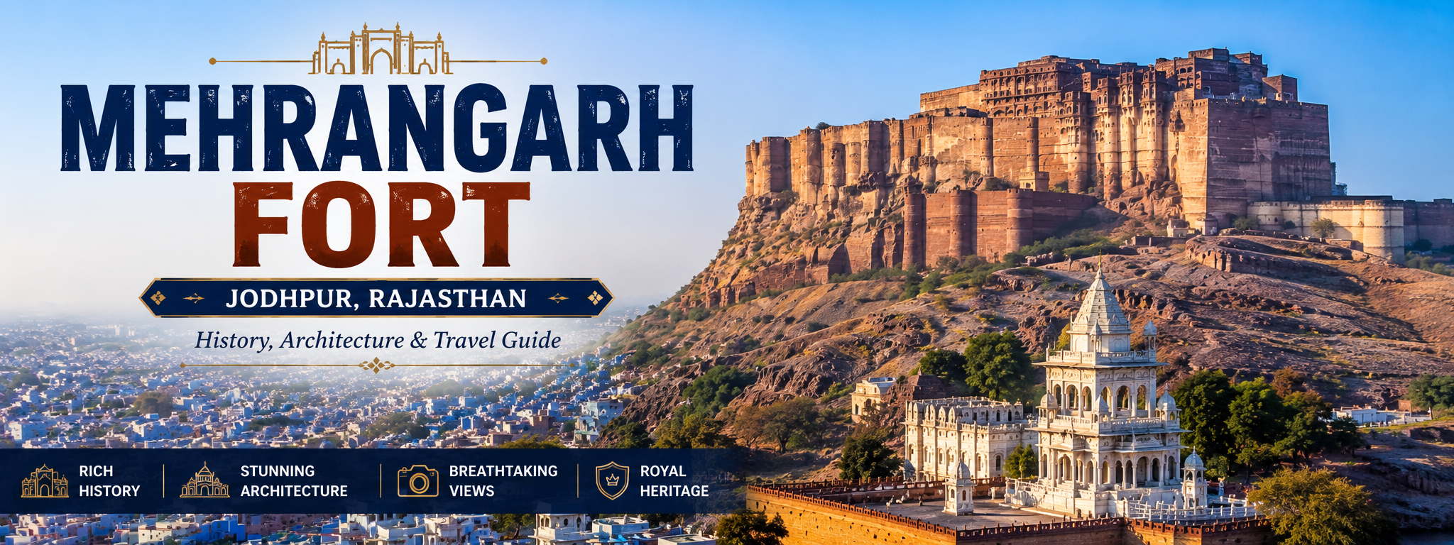 Mehrangarh Fort Jodhpur Rajasthan overlooking the Blue City